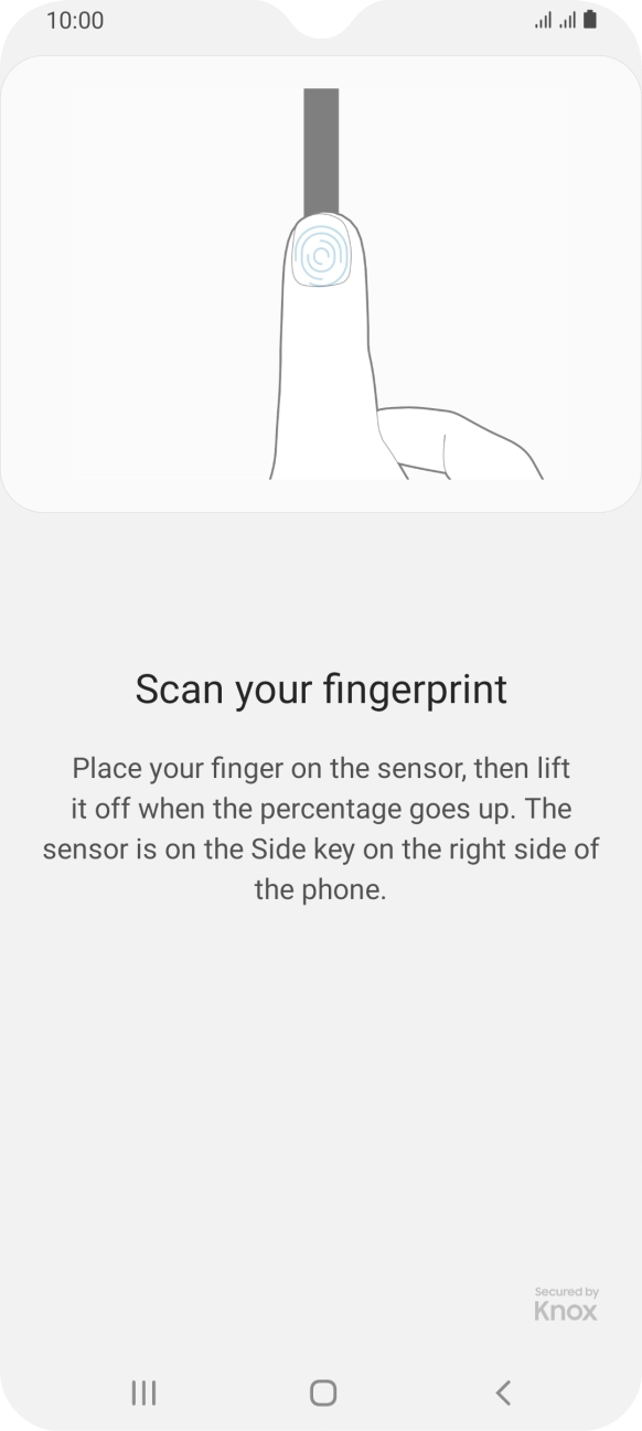 Follow the instructions on the screen to create the phone lock code using your fingerprint.