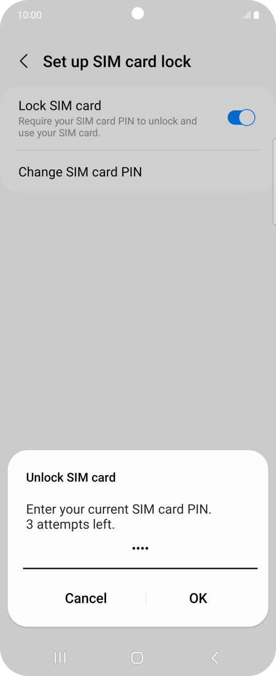 Key in your SIM PIN and press OK. The default SIM PIN is 0000.