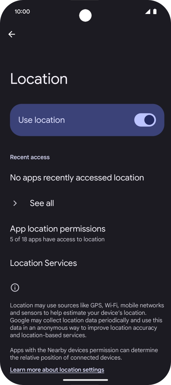 Press App location permissions.