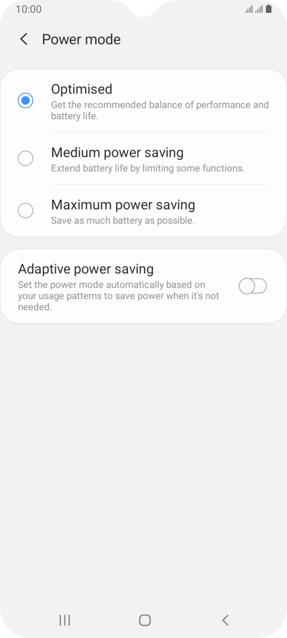 Press the required power saver mode.