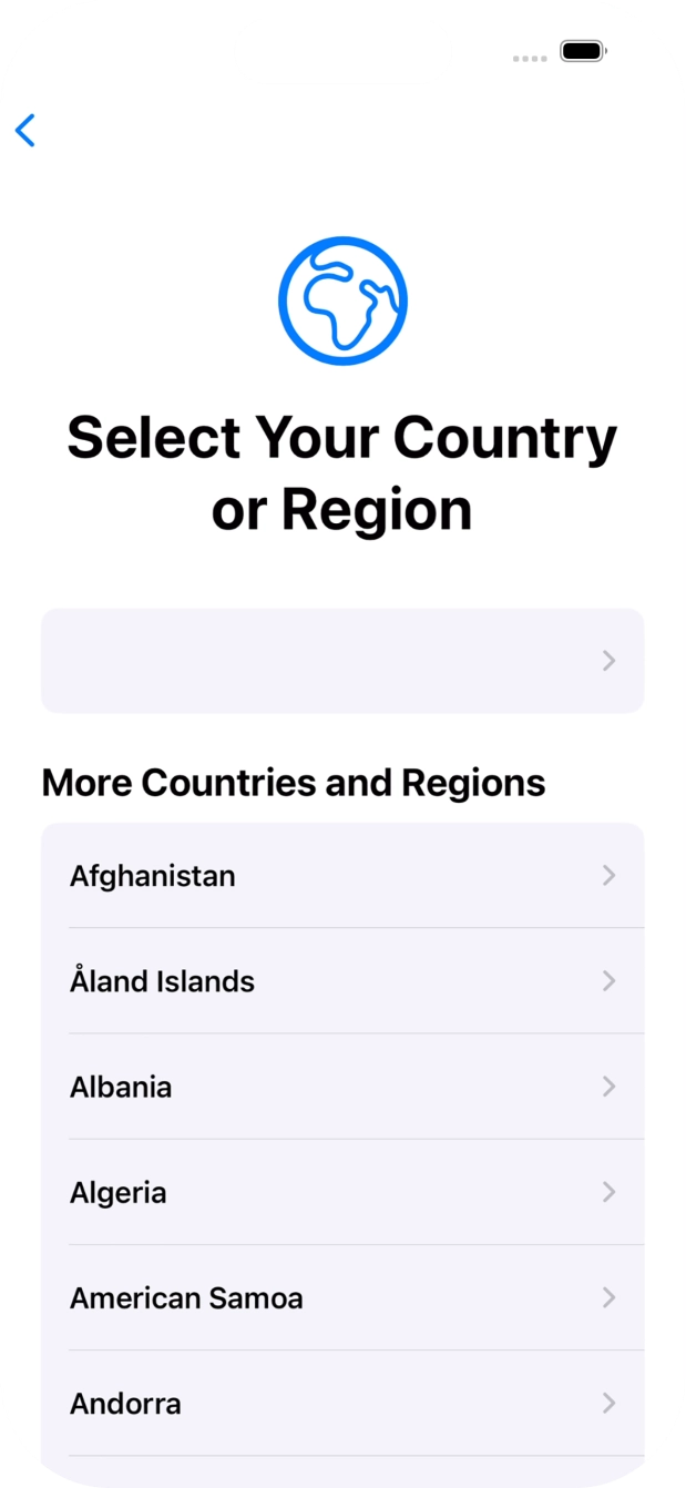 Press the required country or area.
