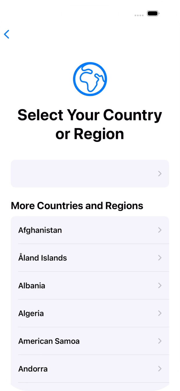 Press the required country or area.