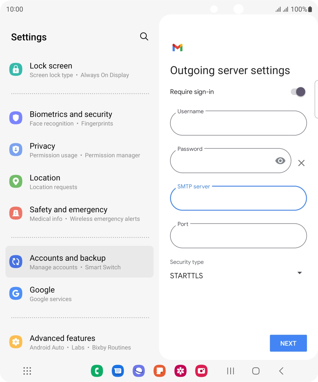 Press the field below 'Port' and key in 25.