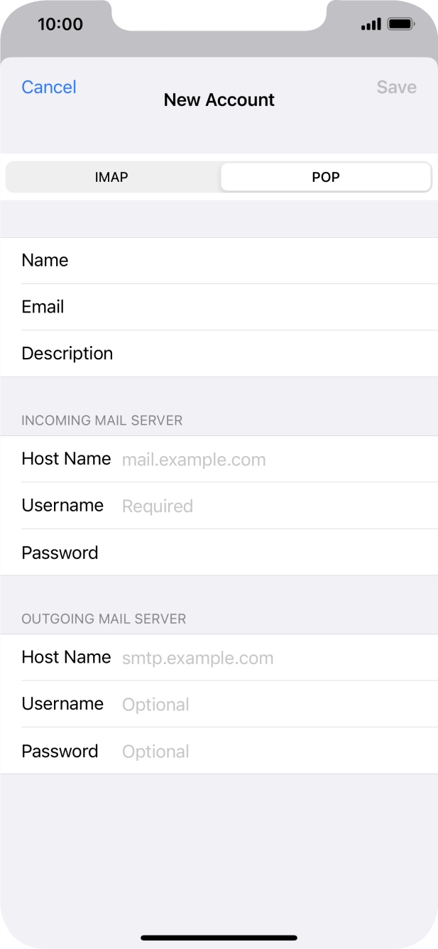 Press Host Name and key in the name of your email provider's incoming server. Press Host Name and key in the name of your email provider's incoming server.