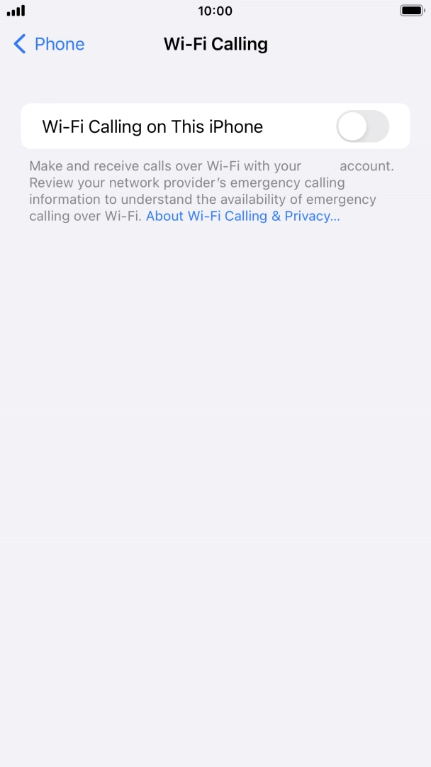 Press the indicator next to 'Wi-Fi Calling on This iPhone' to turn the function on or off. Press the indicator next to 'Wi-Fi Calling on This iPhone' to turn the function on or off.