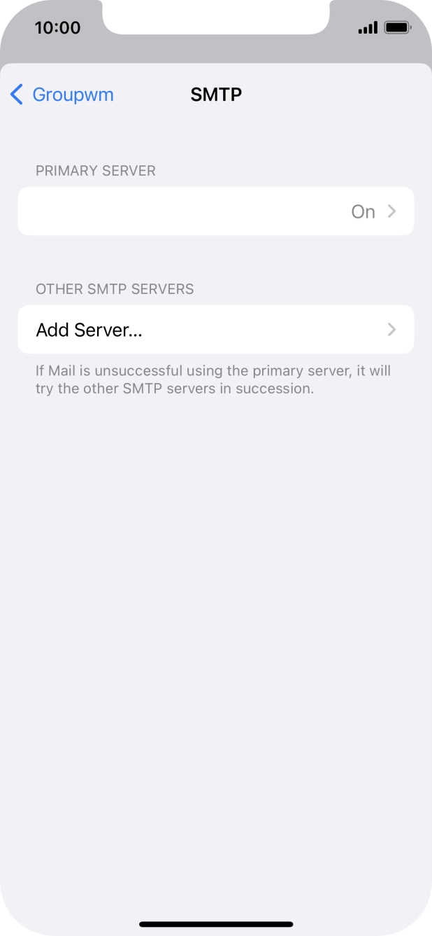 Press the field below 'PRIMARY SERVER'. Press the field below 'PRIMARY SERVER'.