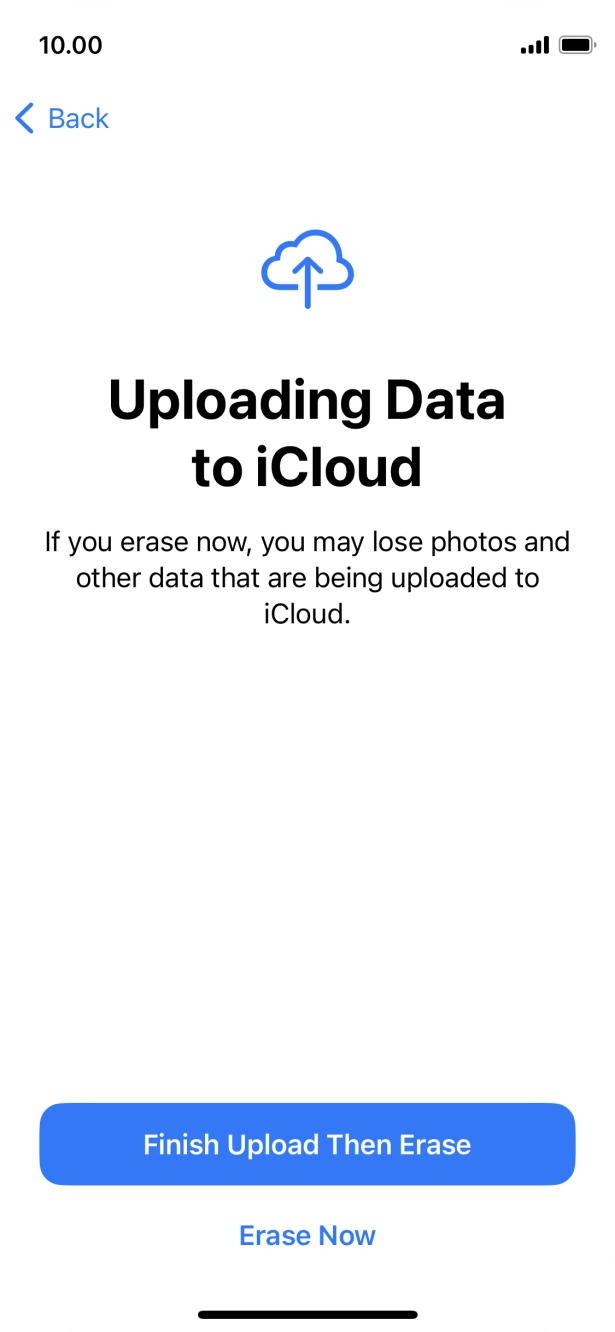 Press the required setting.
