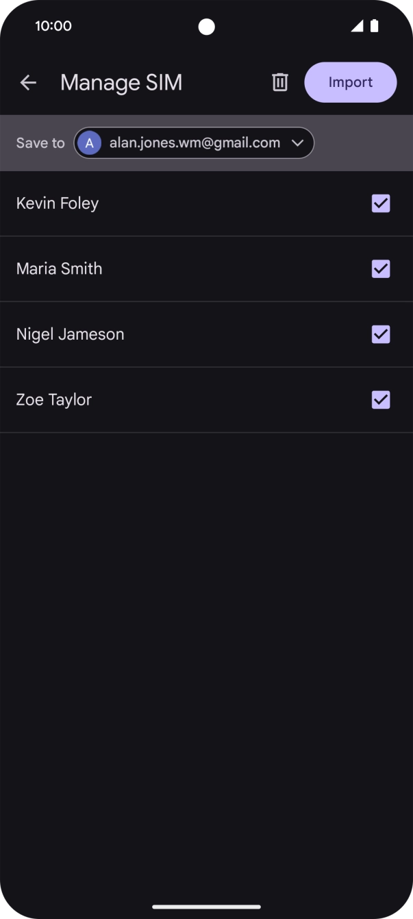 Press the fields next to the required contacts to select them. Press the fields next to the required contacts to select them.