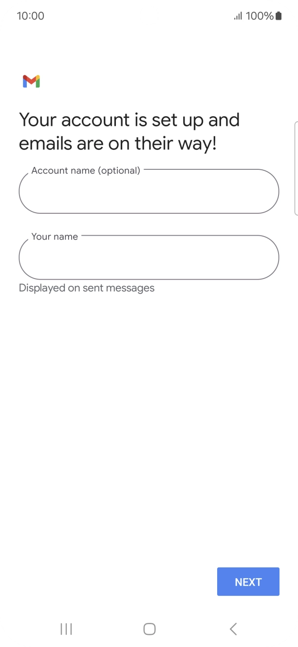 Press the field below 'Account name (optional)' and key in the required name. Press the field below 'Account name (optional)' and key in the required name.