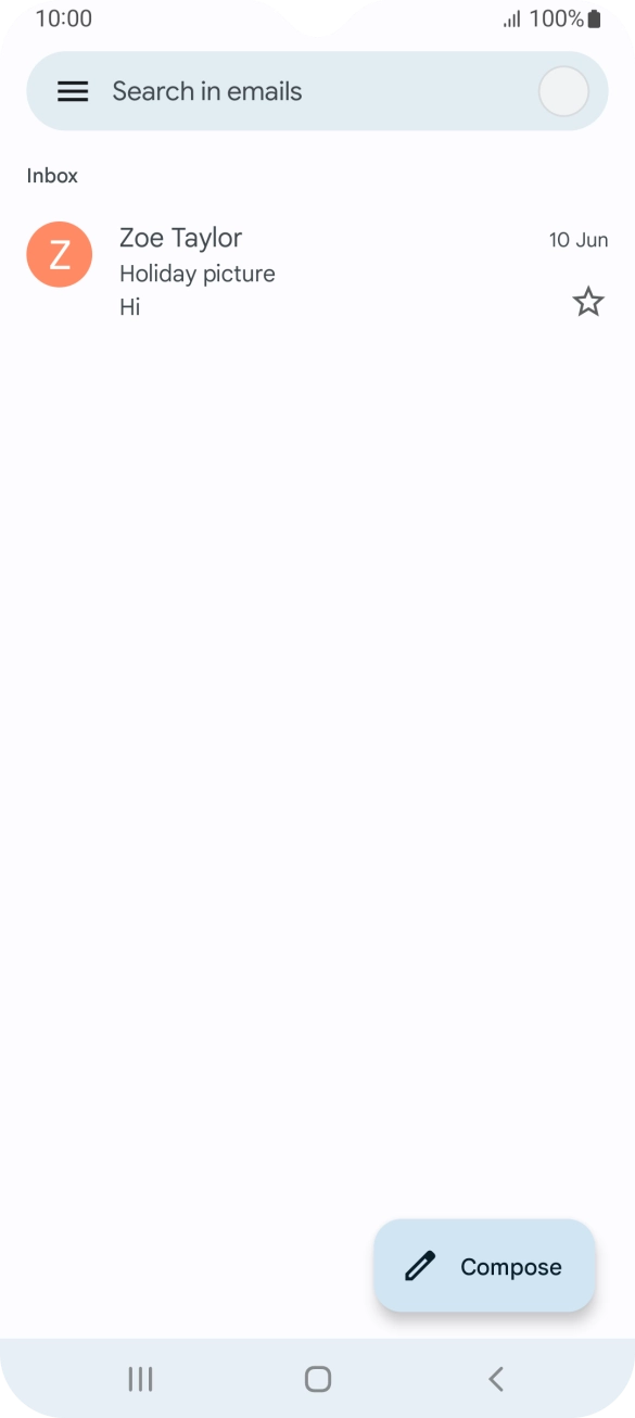 Press the email account icon. Press the email account icon.