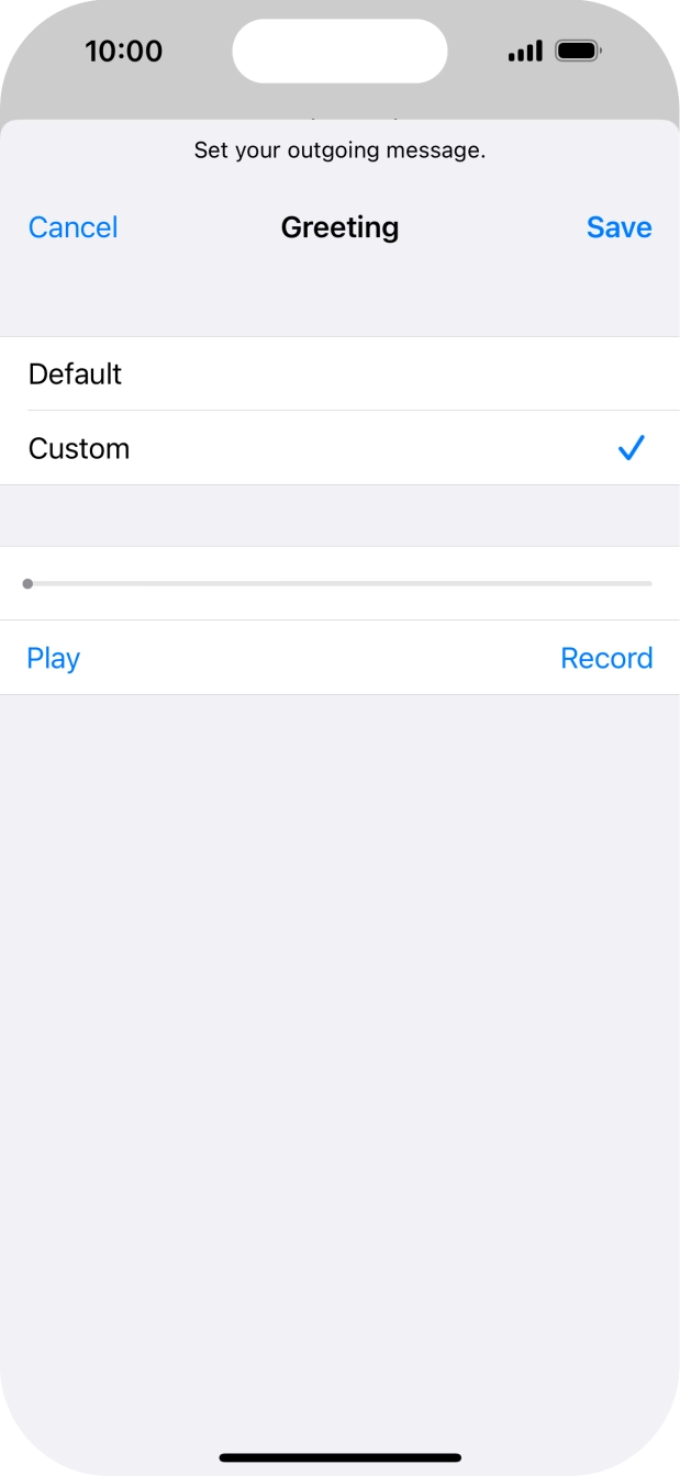 Press Play to play back your greeting.