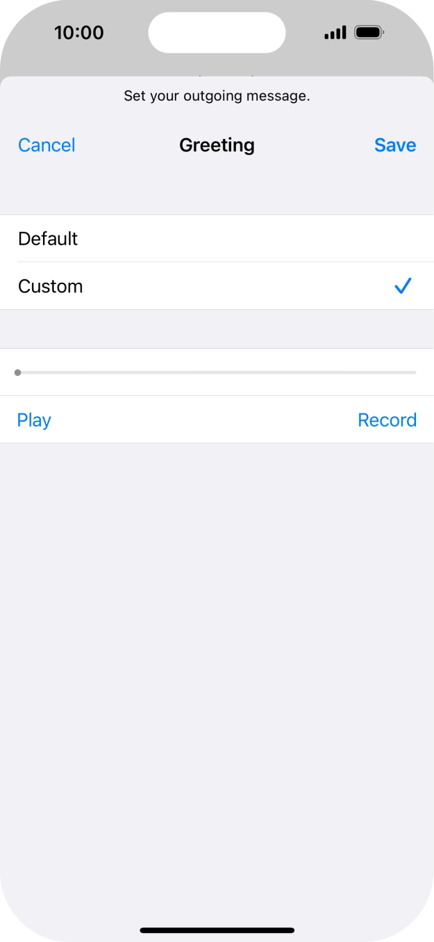 Press Play to play back your greeting.