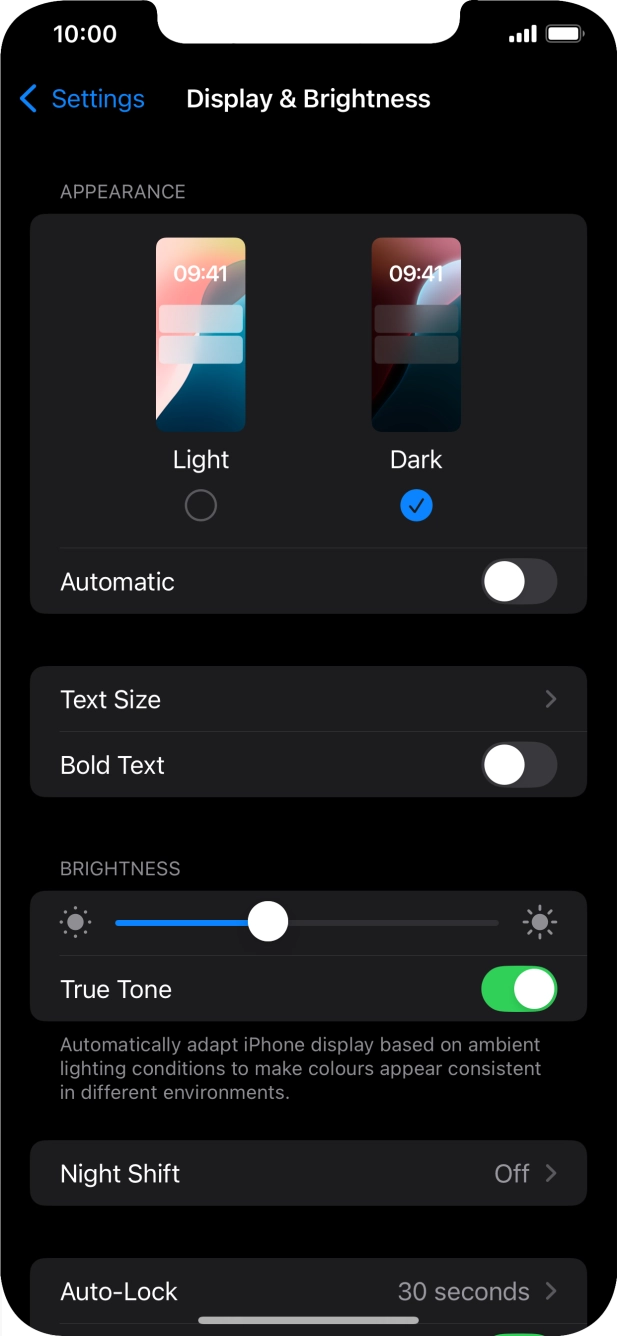 Press the indicator next to 'Automatic' to turn the function on or off. Press the indicator next to 'Automatic' to turn the function on or off.