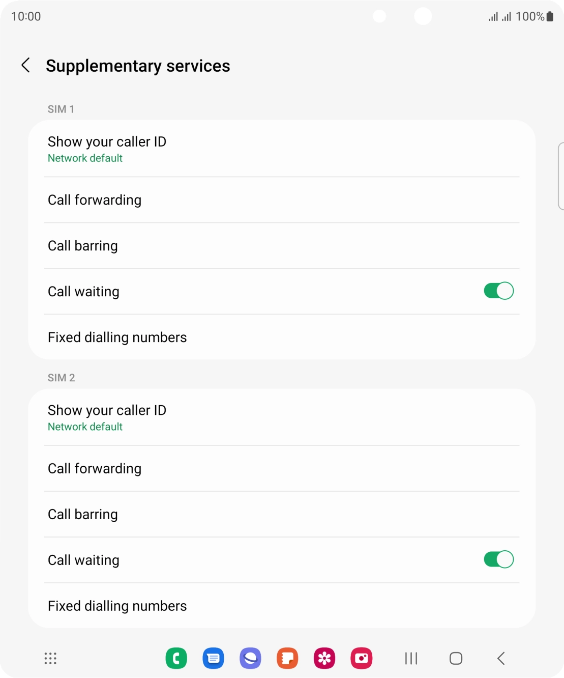 Press Call forwarding below the required SIM. Press Call forwarding below the required SIM.