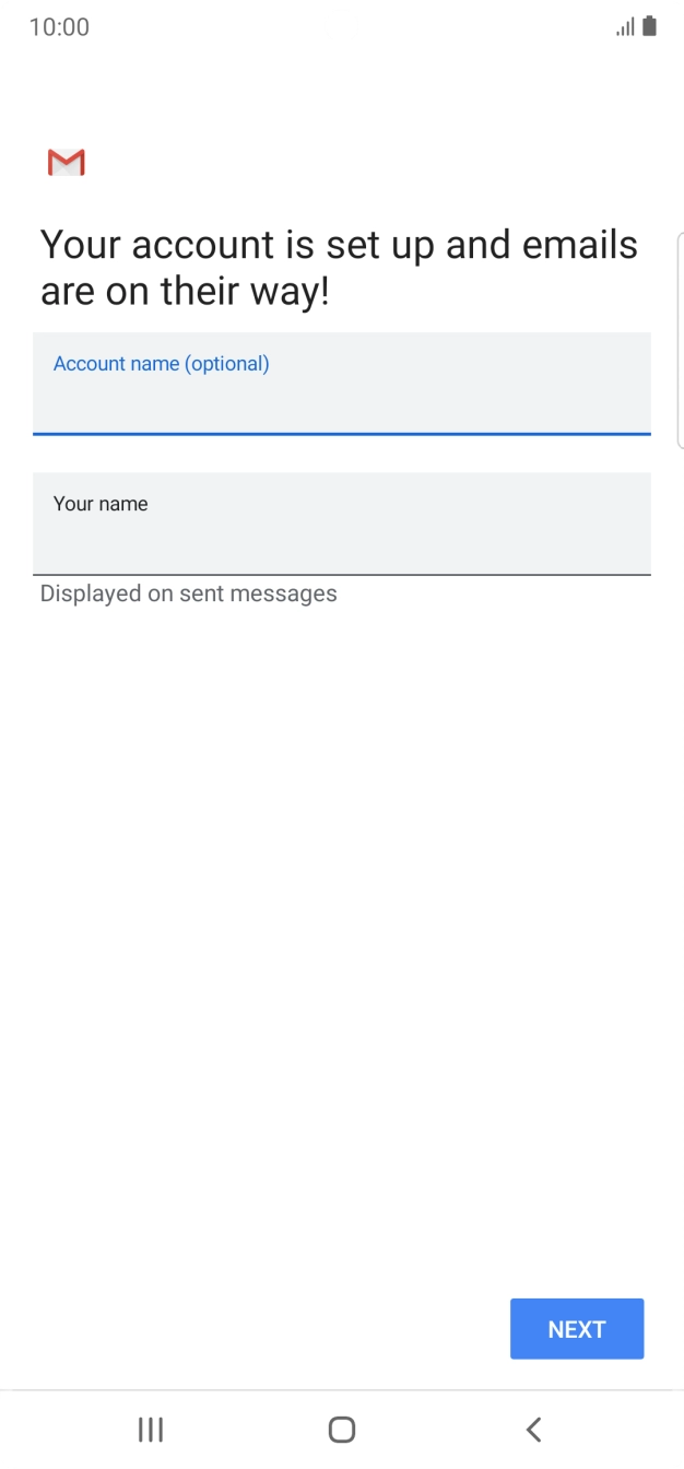 Press the field below 'Your name' and key in the required sender name. Press the field below 'Your name' and key in the required sender name.