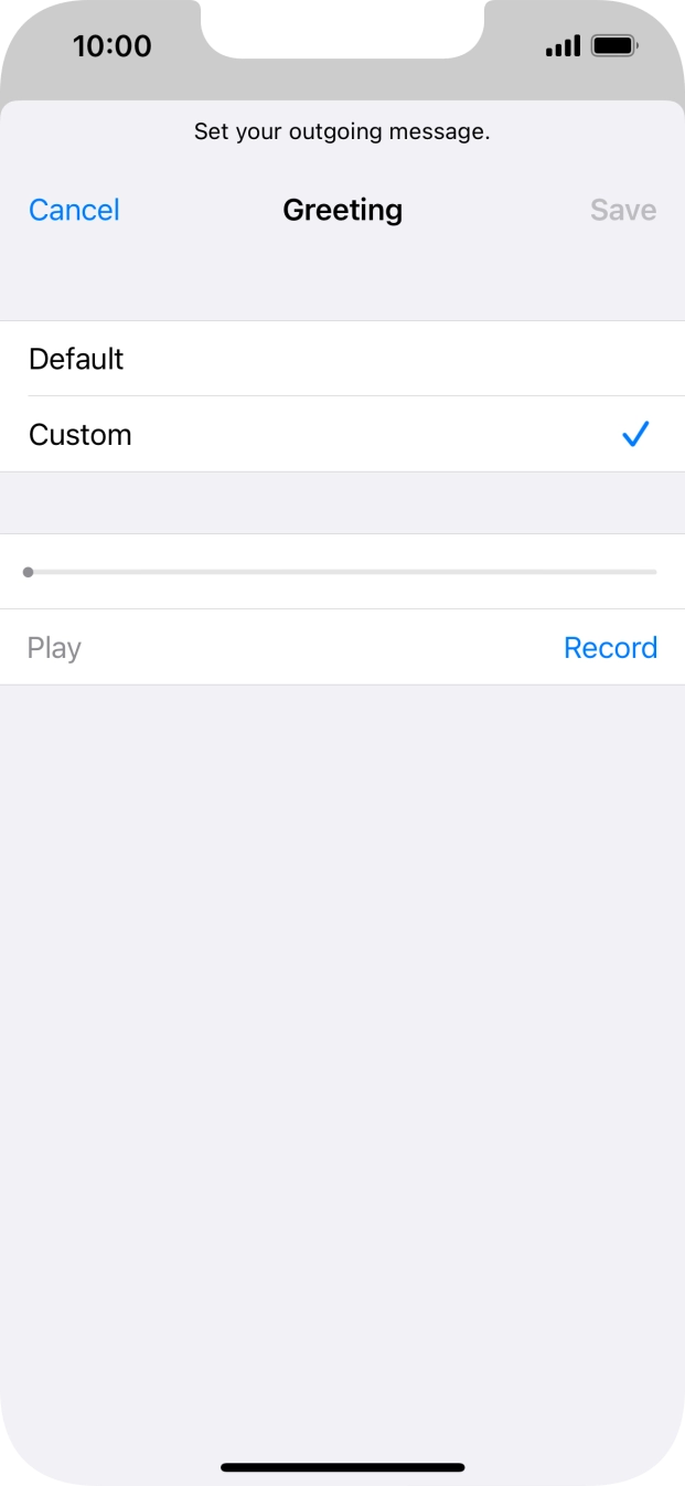 Press Record to start recording a personal greeting. Press Record to start recording a personal greeting.