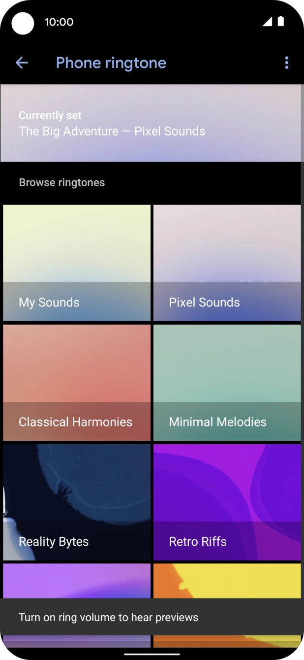 Press the required category.