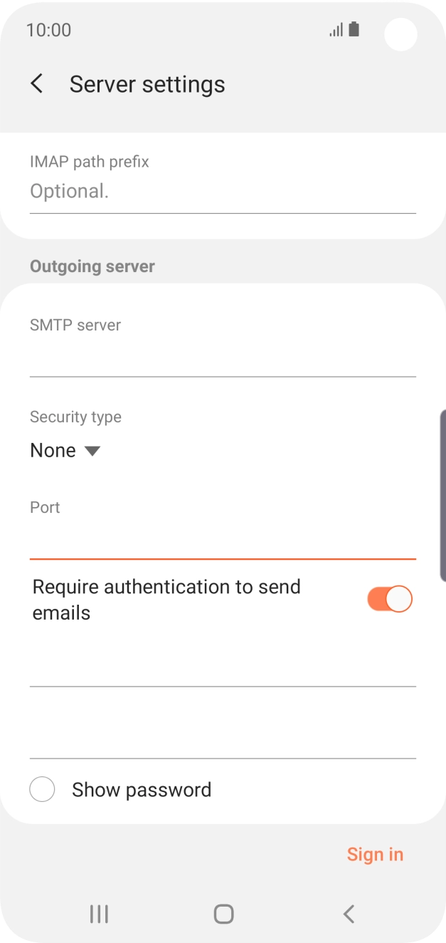 Press the indicator next to 'Require authentication to send emails' to turn on the function.