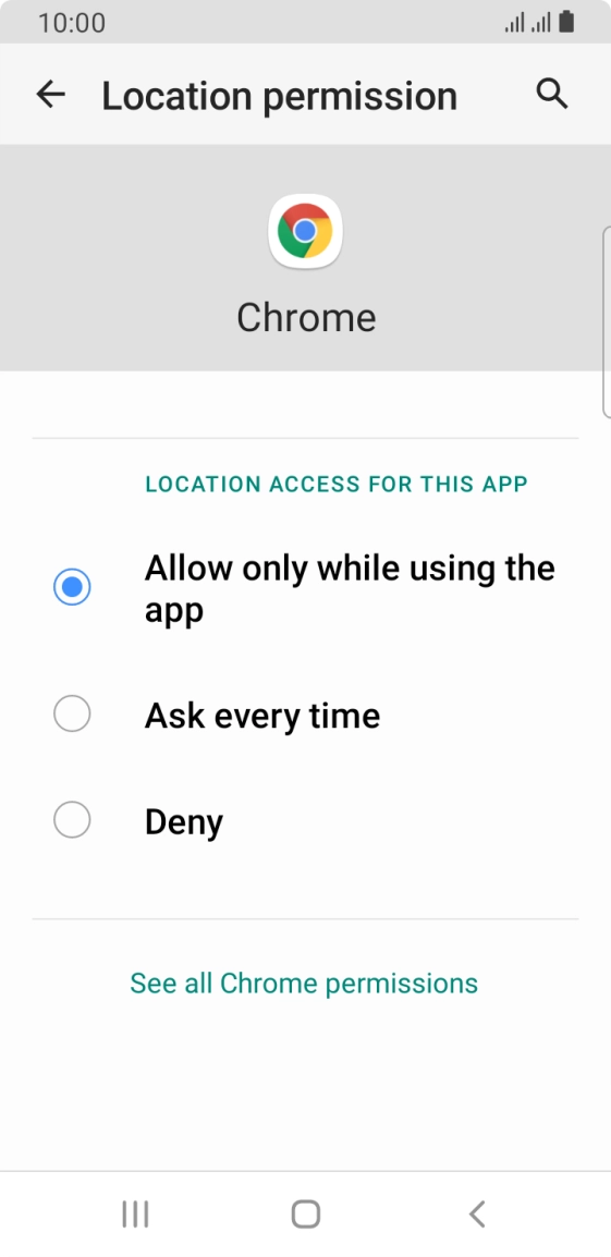Press the required setting.
