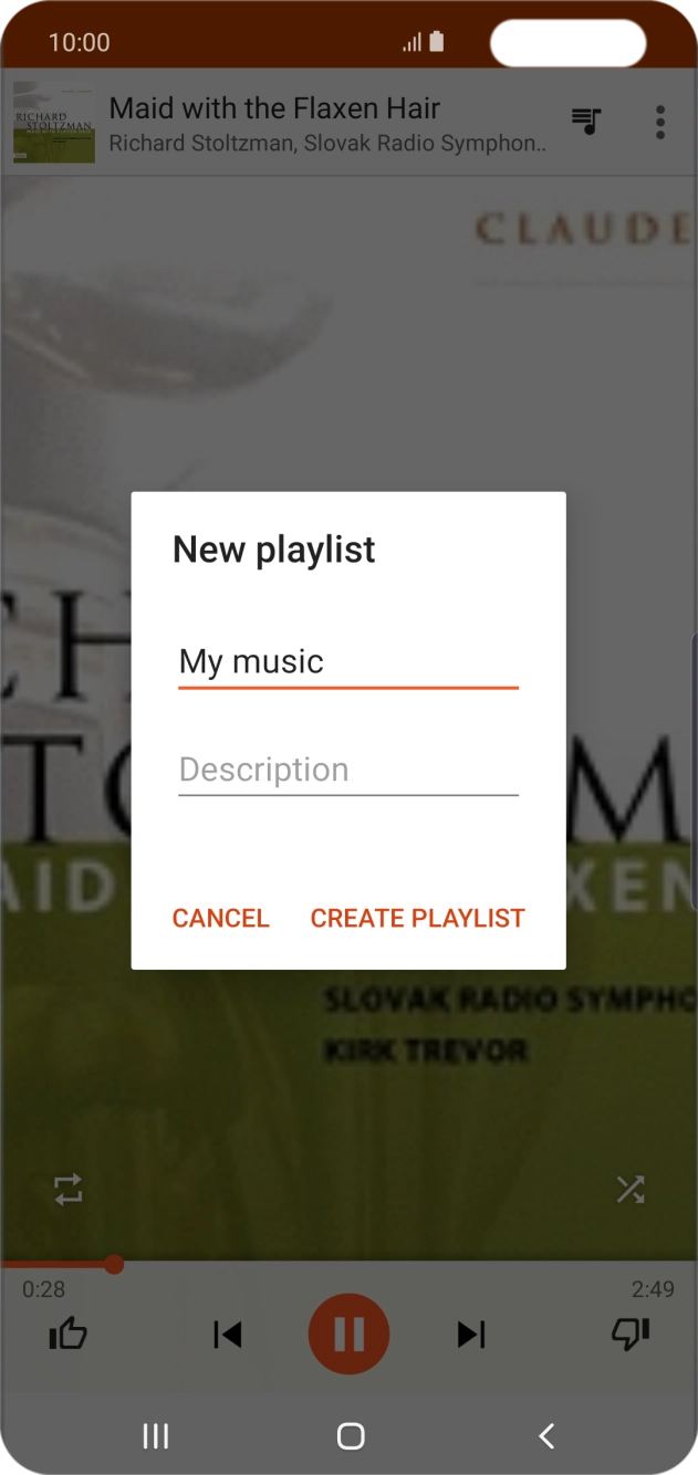 Key in a name for the playlist and press CREATE PLAYLIST.