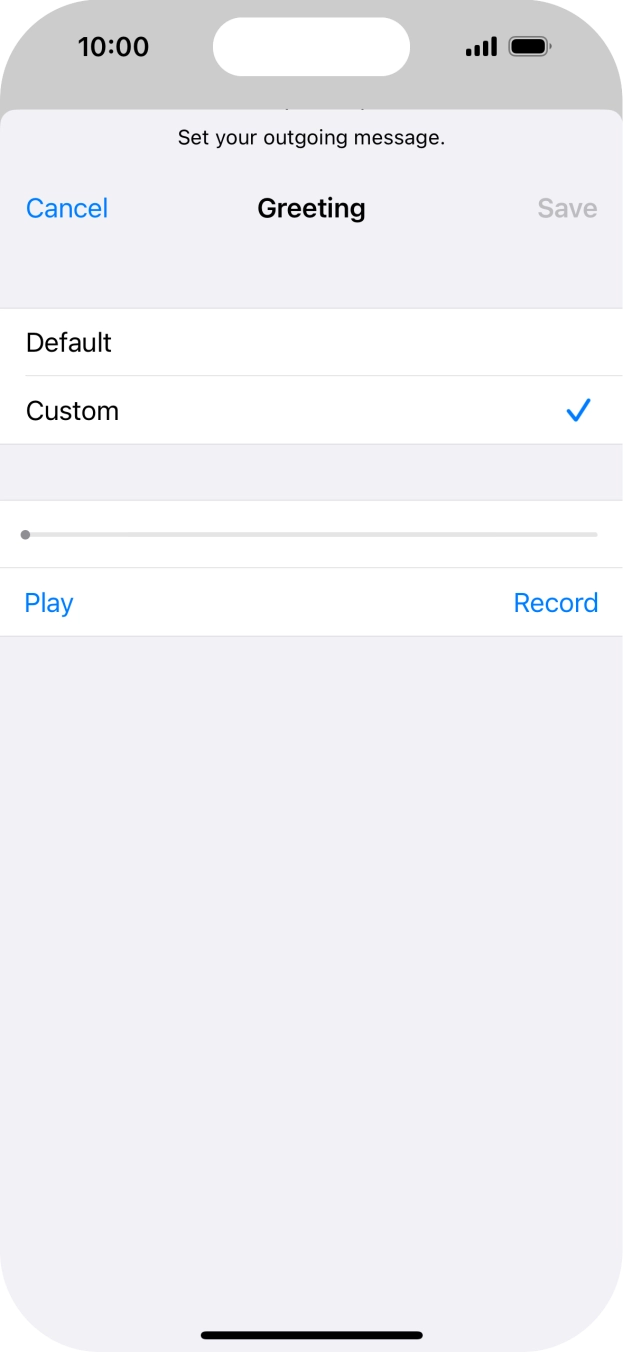 Press Record to start recording a personal greeting. Press Record to start recording a personal greeting.