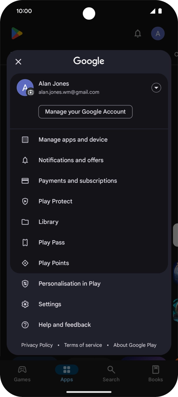 Press Manage apps and device.