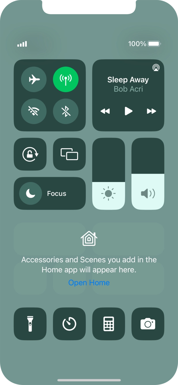 Press the flight mode icon to turn the function on or off. Press the flight mode icon to turn the function on or off.