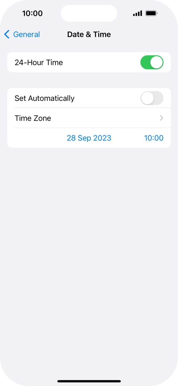 Press the indicator next to 'Set Automatically' to turn on the function.