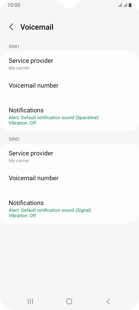Press Voicemail number.