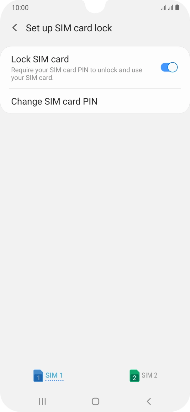 Press the indicator next to 'Lock SIM card' to turn the function on or off.