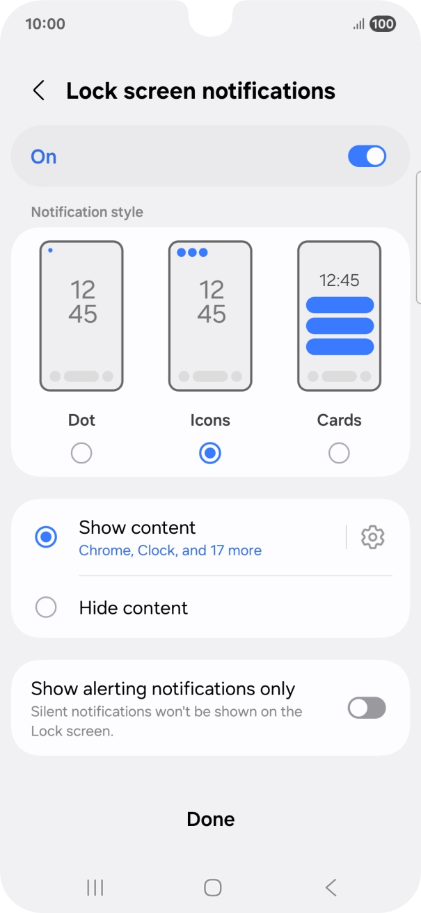 Press the required settings to turn them on or off. Press the required settings to turn them on or off.
