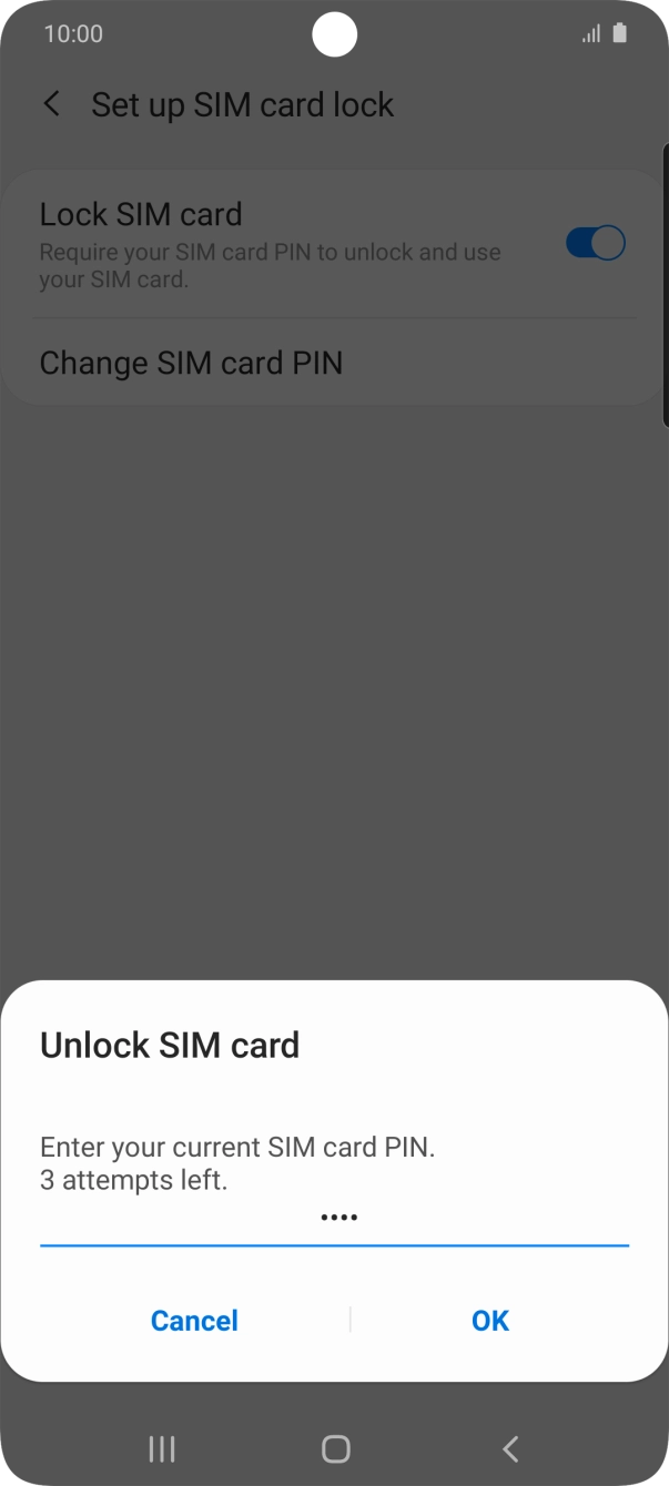 Key in your SIM PIN and press OK. The default SIM PIN is 0000.