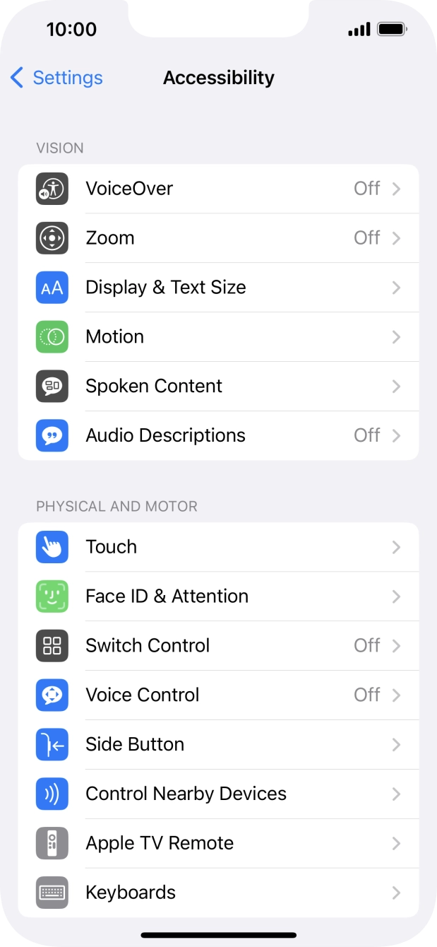 Press the required category below 'VISION' and follow the instructions on the screen to select the required settings. Press the required category below 'VISION' and follow the instructions on the screen to select the required settings.