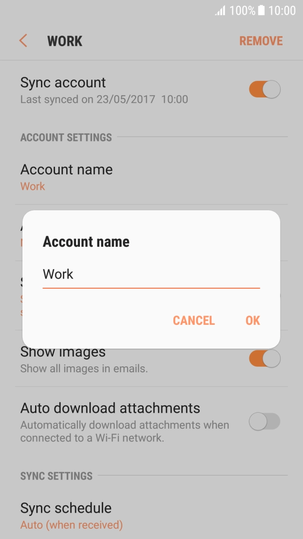 Key in the required name for the email account and press OK. Key in the required name for the email account and press OK.