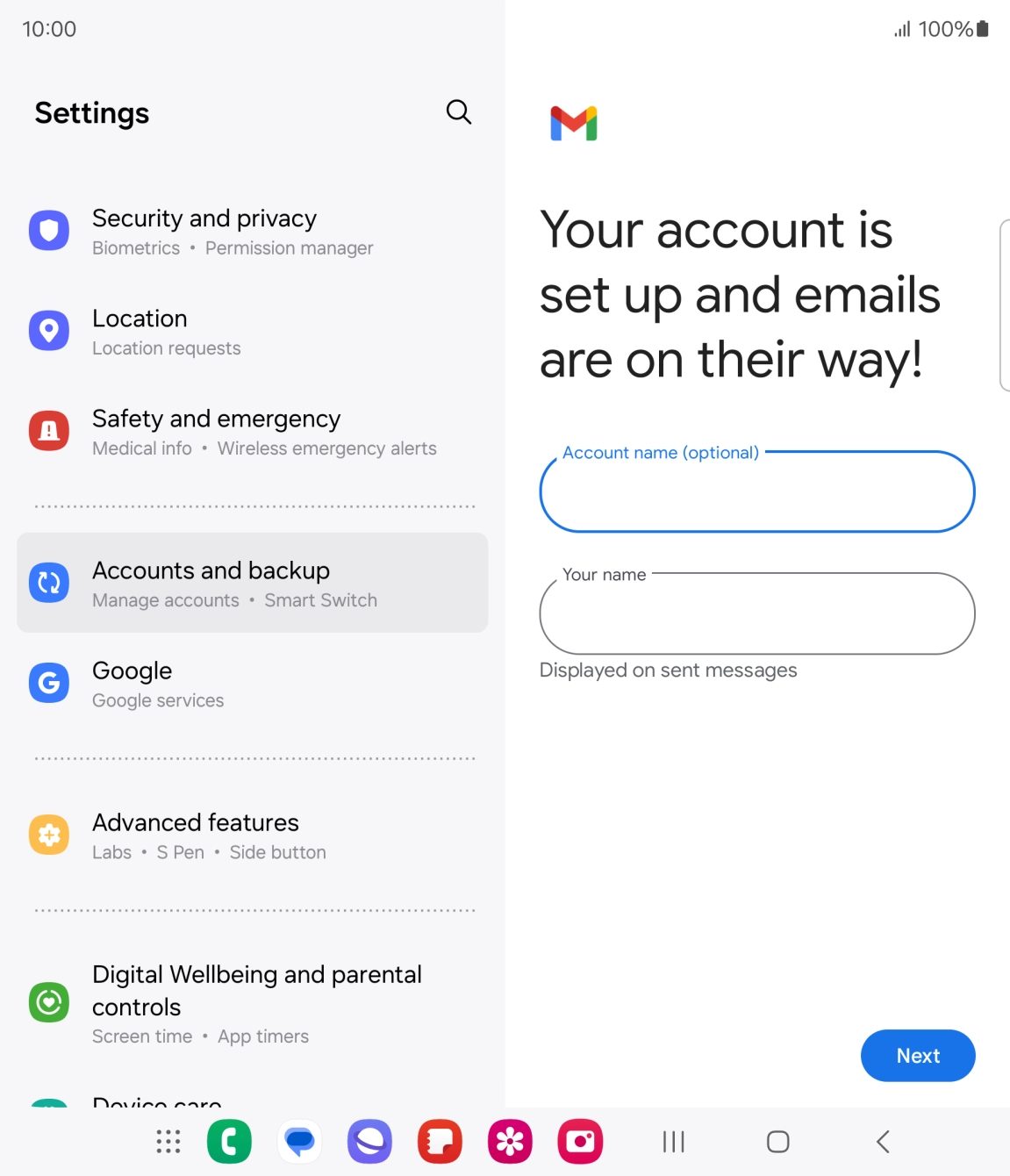 Press the field below 'Your name' and key in the required sender name. Press the field below 'Your name' and key in the required sender name.