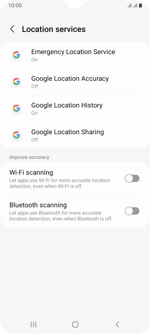 Press Google Location Accuracy.