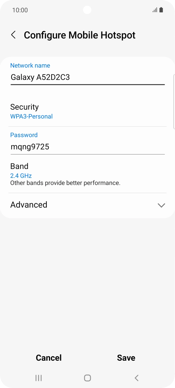 Press the field below 'Password' and key in the required password.