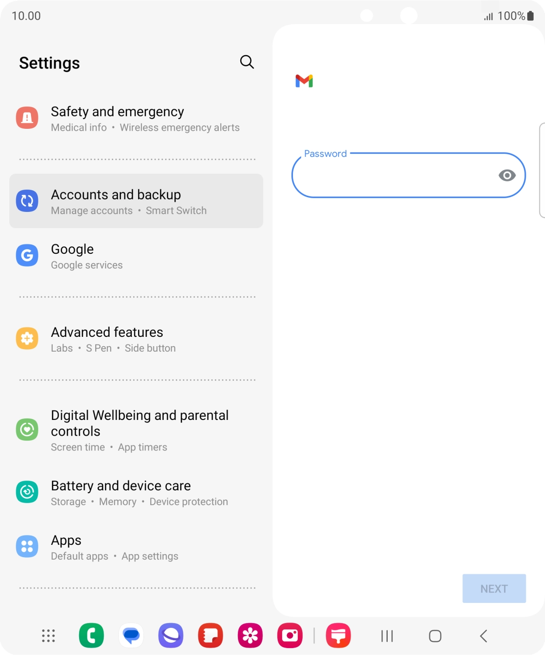 Press the field below 'Password' and key in the password for your email account. Press the field below 'Password' and key in the password for your email account.