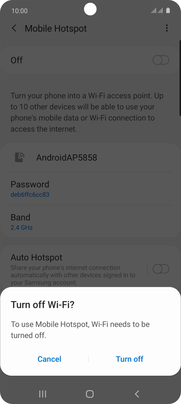 If WiFi is turned on, press Turn off.