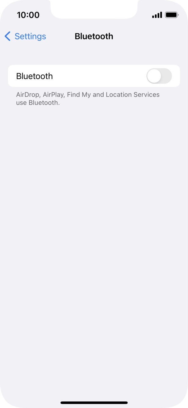 Press the indicator next to 'Bluetooth' to turn on the function.