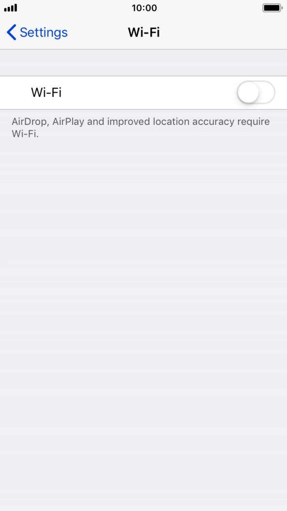 Press the indicator next to 'Wi-Fi' to turn on the function.