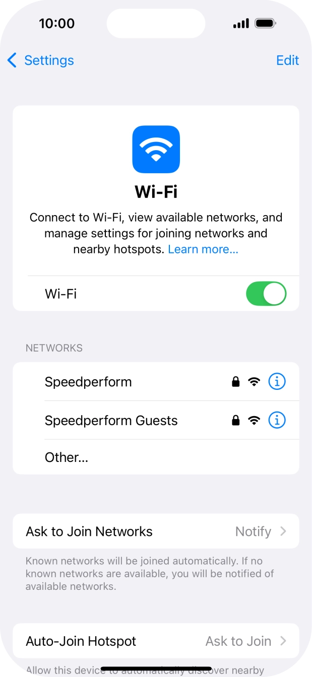 Press the required WiFi network and key in the password for the WiFi network.