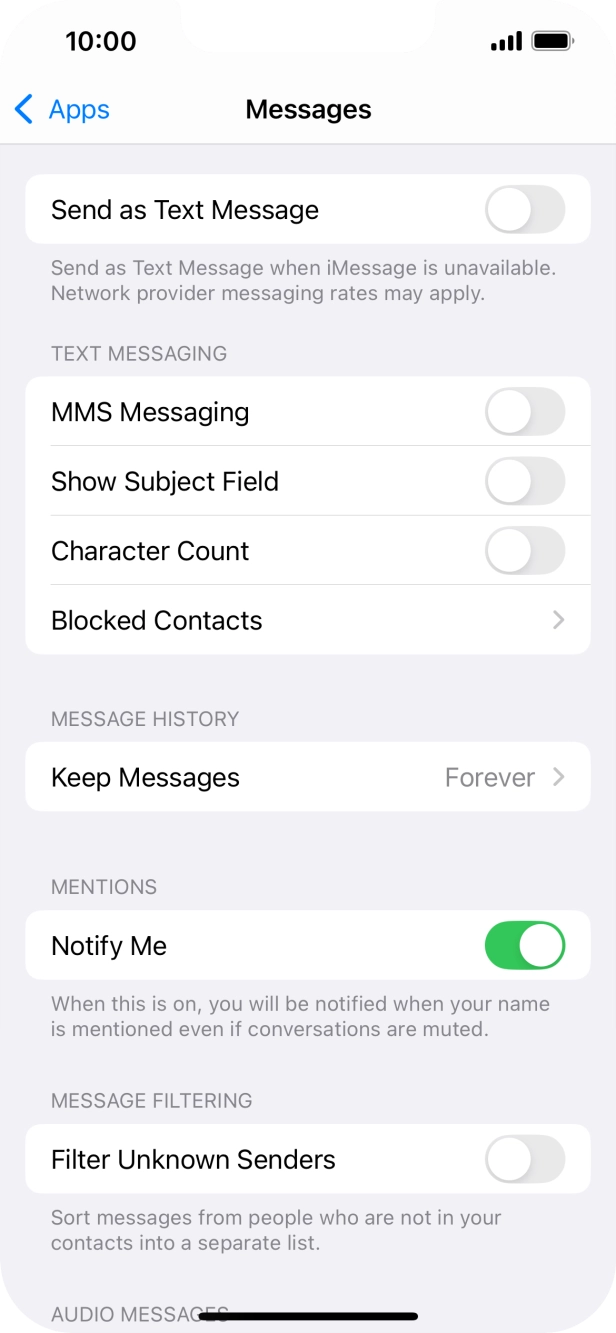 Press the indicator next to 'Send as Text Message' to turn the function on or off.