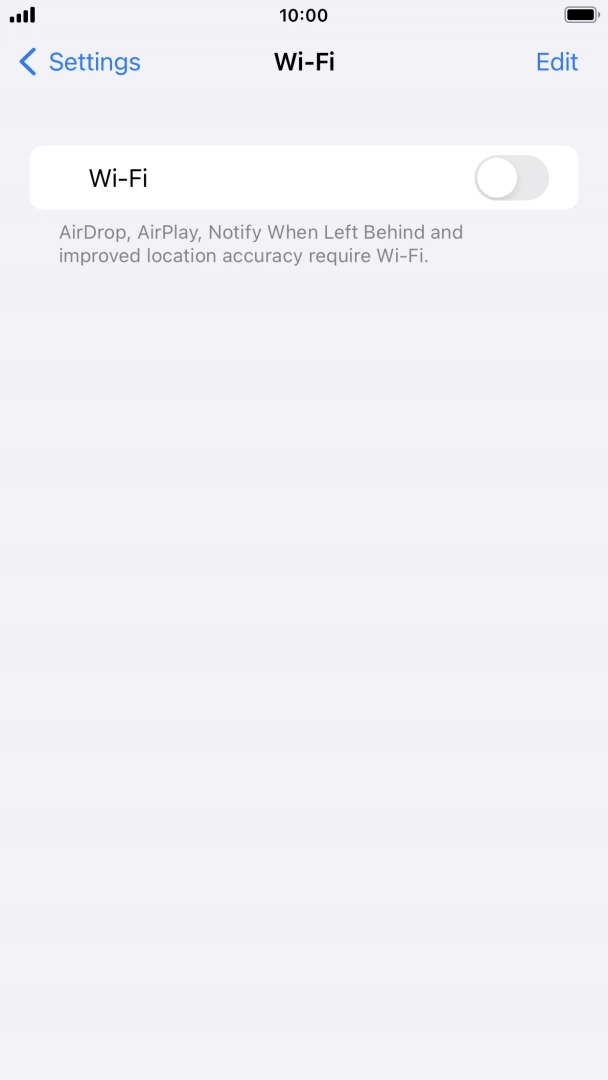 Press the indicator next to 'Wi-Fi' to turn on the function.