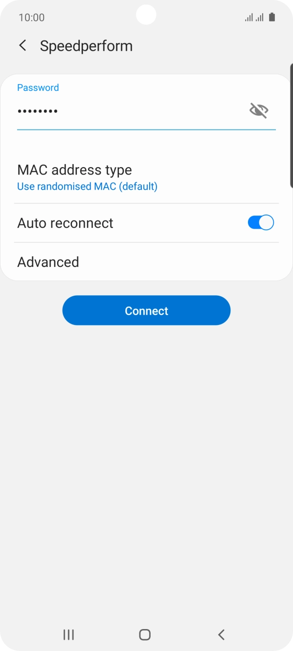Key in the password for the WiFi network and press Connect.