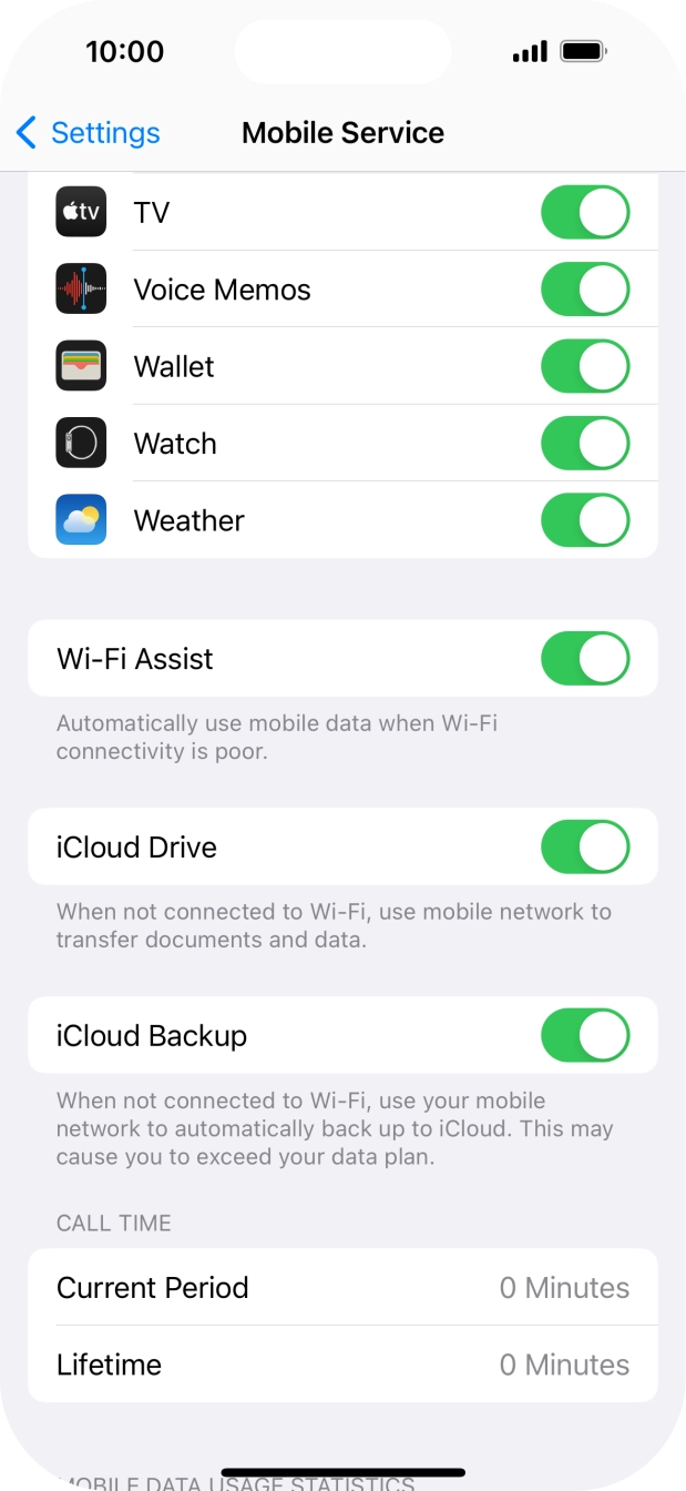 Press the indicator next to 'Wi-Fi Assist' to turn the function on or off. Press the indicator next to 'Wi-Fi Assist' to turn the function on or off.