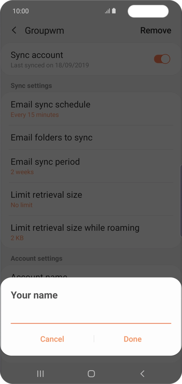 Key in the required sender name and press Done. Key in the required sender name and press Done.