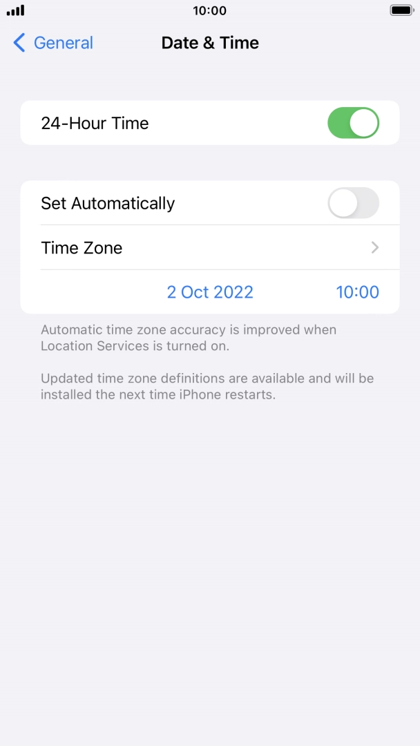Press the indicator next to 'Set Automatically' to turn on the function.