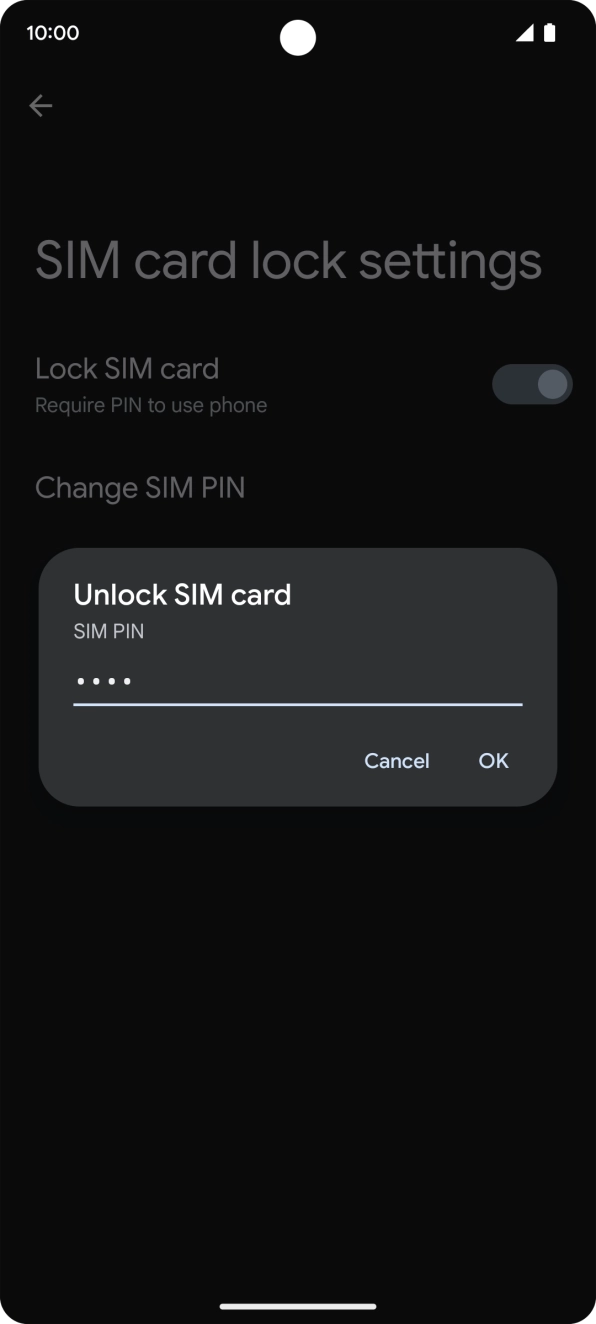 Key in your SIM PIN and press OK. The default SIM PIN is 0000.