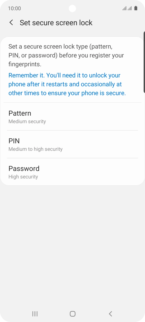 Press the required phone lock code and follow the instructions on the screen to create an additional phone lock code.